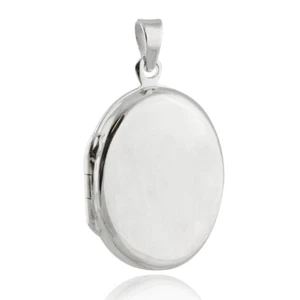 Plain Oval Locket - 925 Sterling Silver - Engravable Two Sided Photo NEW - Picture 1 of 2