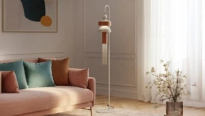 Lampada da terra piantana a led design moderno con cuoio MS-428 - Picture 1 of 4
