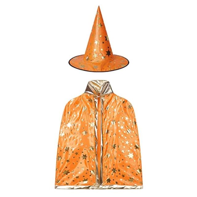 Capa infantil de Halloween para bebês, crianças, meninas, meninos, roupas  de cosplay, poncho de Halloween, conjunto de chapéu, A, 12-18 Meses