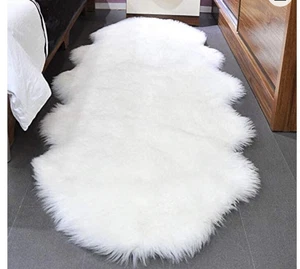 MIULEE Faux Fur Area Rugs Sheepskin Fluffy Mat Fleece Chair Cover 60X160CM White