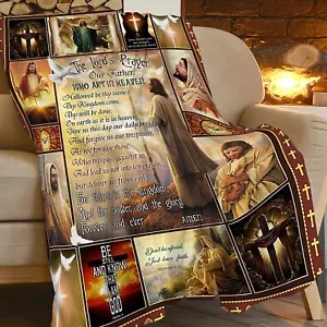 Jesus Christ Blanket Christian Religious Faith Blanket Bible Verse Healing In... - Picture 1 of 7
