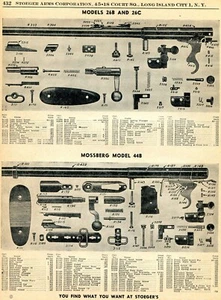 1956 Print Ad of Mossberg Model 26B 26C & 44B Rifle Parts List - Picture 1 of 2