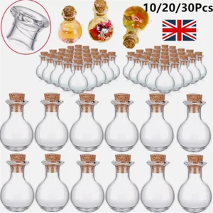 10/20/30Pcs Small Mini Glass Bottles with Wooden Cork Tiny Wishing Vials UK - Picture 1 of 23