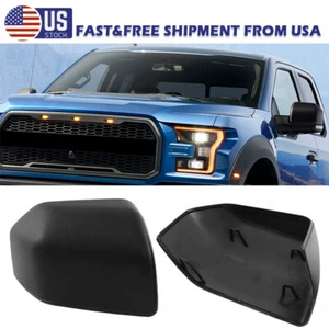 Top Textured Black Replacement Mirror Cover Caps For 2015-2020 Ford F150 F-150 - Picture 1 of 12