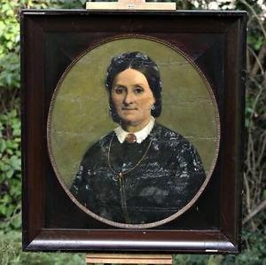 Portrait Of A Woman With Jewellery, Antique 19th Century Oil On Canvas Painting - Picture 1 of 7