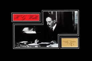H G Wells Original Autogramm doppelt mattiert und museal gerahmt fertig zum Aufhängen - Bild 1 von 4