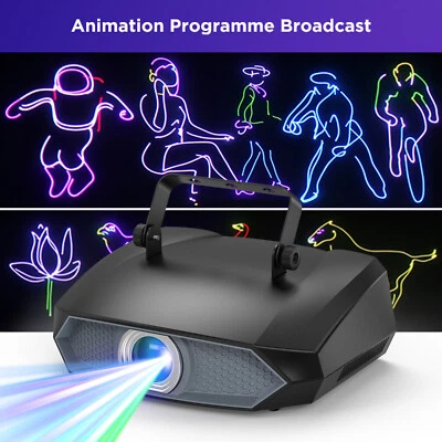 RGB LED Laser 3D Animation Projector Light DMX APP Disco Party Stage Lights APP - Image 1 of 4