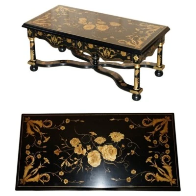VINTAGE HAND LACQUERED CHINESE ORIENTAL COFFEE COCKTAIL TABLE WITH DRAWERS - Image 1 of 4