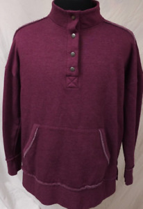 Maurices Womens XL Purple 1/4 Snap Distressed Fleece Roo Pocket Sweatshirt