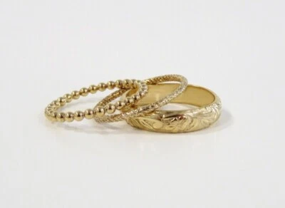 Anillo de oro, anillo lleno de oro, juego de anillos de oro, anillo de oro grueso, anillo de cuentas, conjunto G Foto 1 de 4