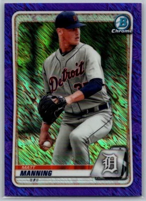 2020 Bowman Chrome Prospects Purple Shimmer Refractor Matt Manning #BCP-229 - Image 1 of 2