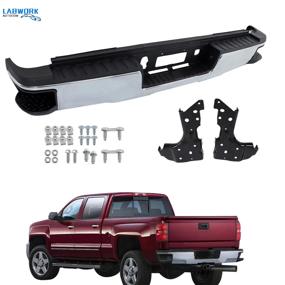 For Silverado Sierra 2500HD 3500HD 2015-18 2019 Rear Step Bumper Assembly Chrome - Изображение 1 из 4