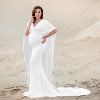 Pregnant Women Dress Maternity Long Cape Skirt Trailing Gown Set For Photo Shoot - Image 1 of 4