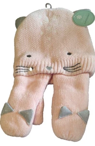 NEW Barnes & Noble CAT Hat & Mittens Set PINK Ages 3-6 NWT - Picture 1 of 4