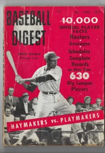 1959 APRIL Baseball Digest magazine Ernie Banks Chicago Cubs FAIR NO LABEL - Picture 1 of 1
