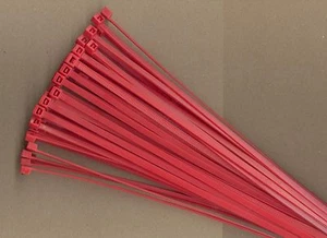100 8" Inch Long 40# Pound RED Nylon Cable Zip Ties Ty Wraps MADE IN THE USA - Picture 1 of 1