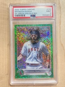 2022 Topps Chrome BRANDON MARSH GREEN SPECKLE REFRACTOR ROOKIE RC /99 PSA 9 MINT