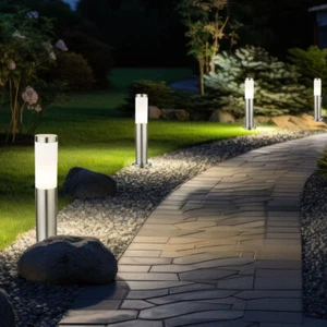 Stehleuchte Außenlampe Sockelleuchte Gartenlampe Edelstahl Wegeleuchte 4er Set - Bild 1 von 9