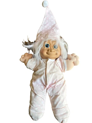 Винтажная плюшевая кукла игрушка пижама Russ Troll Pink Baby в горошек - Изображение 1 из 4