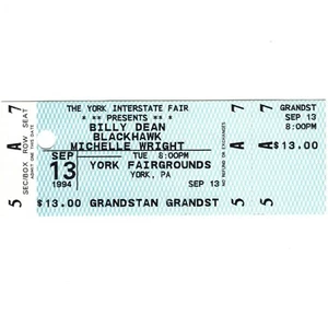 BILLY DEAN & BLACKHAWK & MICHELLE WRIGHT Concert Ticket Stub 9/13/94 YORK PA - Picture 1 of 2