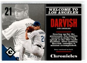 2017 Panini Chronicles Green Yu Darvish /199 #80 Los Angeles Dodgers