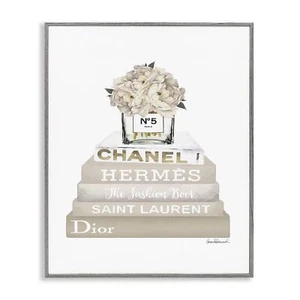 Stupell Industries High Fashion Bookstack with Tan Flowers, Wall Art, 24 x 30... - Picture 1 of 10