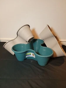 5 Stackable Plastic 3 -Tier Planters Teal / Green Vertical Gardening New  - Picture 1 of 9