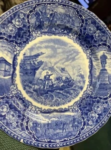 Ye Olde Historical Pottery Staffordshire Flow Blue Plate  Perry’s Victory Erie - Picture 1 of 6