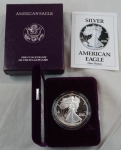 1990-S Proof American Silver Eagle Dollar $1 Box & COA US Mint Bullion OGP - Picture 1 of 4