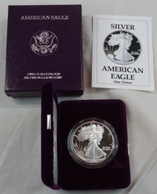 1990-S Proof American Silver Eagle Dollar $1 Box & COA US Mint Bullion OGP - Image 1 of 4