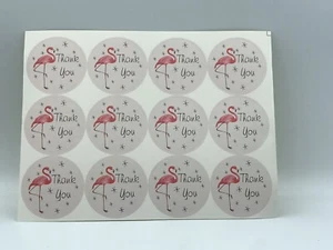36 Pcs Round pink flamingo Thank You Stickers Seal the envelope and gift box - Picture 1 of 1