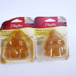 Playtex Nurser Naturalatch Fast Flow Two Latex Nipples Drop-Ins 3-6 Months New - Picture 1 of 5