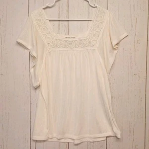 New York Laundry women blouse top shirt off white size L cottage core peasant - Picture 1 of 8