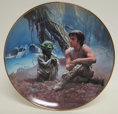 Placa Luke y Yoda en Dagobah Star Wars 8.5" Colección Hamilton 1987 Foto 1 de 3
