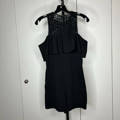 Женский комбинезон Express размер 4 черный с открытыми плечами кружевные карманы - Изображение 1 из 4