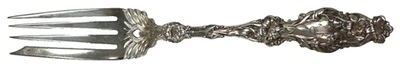 Whiting Lily Sterling Silver Large Cold Meat Serving Fork 8 7/8" MONO - Image 1 of 4