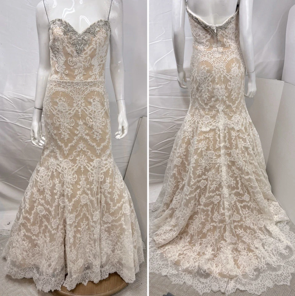 Vestido de novia Impression para mujer 12 crema de encaje vestido de boda sin tirantes de sirena Foto 1 de 4