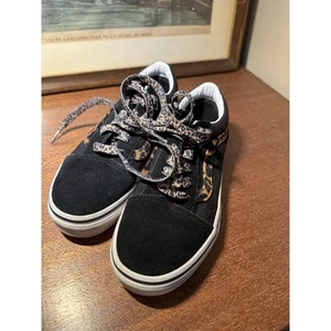 ZAPATOS DE SK8BOARD VANS OFF THE WALL NIÑOS TALLA 4/EU35 PIEL DE LEOPARDO NEGRO ¡OLD SKOOL! - Imagen 1 de 9