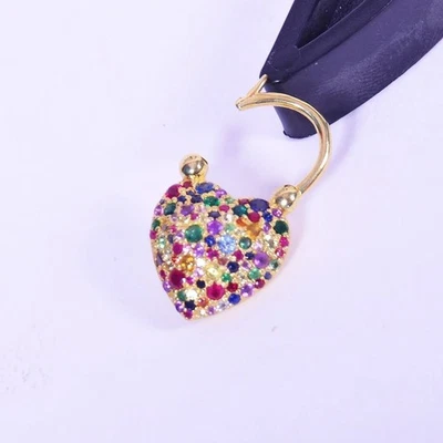 Colgante de oro macizo de 14k con múltiples piedras preciosas de zafiro oro corazón dije libre de impuestos/tarifas Foto 1 de 3