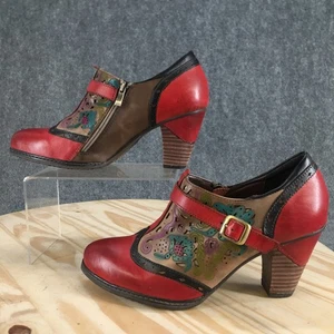 LArtiste By Spring Step Boots Womens 41 Miso Wingtip Side Zip Heeled Bootie Red - Picture 1 of 18
