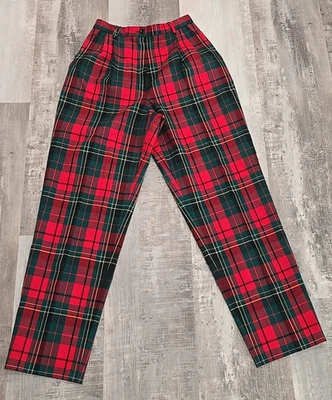 Nuevo de Lote Antiguo Pendleton Mujer KNOCKABOUT Lana Tartán Rojo Verde Pantalones Pantalones 6 Foto 1 de 3