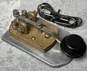 Vintage Speed-X Morsecode Telegraphenschlüssel goldfarben silber Sockel Versand am selben Tag - Bild 1 von 8