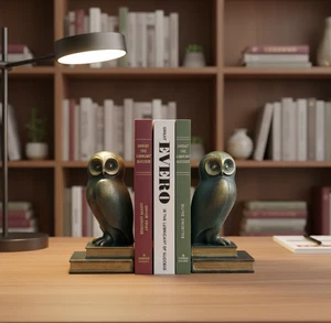 Grün Vogel Eule Rustikal Buchstütze Set Retro Home Office Erwachsene Kinder - Bild 1 von 10