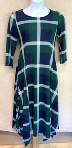 NWT REBORN Women's L Green & Blue Brushed Polyester Plaid Flannel Maxi Dress - Picture 1 of 14