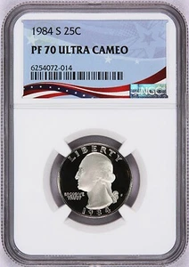 1984-S Washington Proof Quarter, Graded PF70 Ultra Cameo * Low Population - Picture 1 of 4