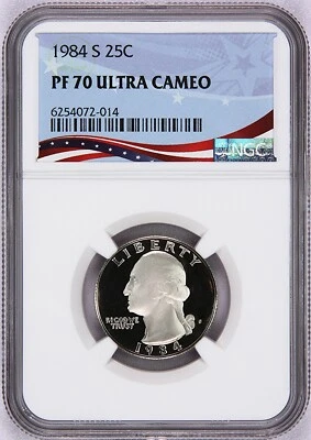 1984-S Washington Proof Quarter, Graded PF70 Ultra Cameo  * Low Population - Image 1 of 4