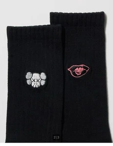 Kaws X Andy Warhol X Uniqlo Black Socks (fits size 8-11) Brand New - Picture 1 of 4