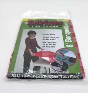 Nueva cubierta de tela de mesa elástica de 8 pies impermeable interior exterior picnic - Imagen 1 de 11