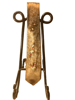  DE COLECCIÓN CORBATA HOMBRE AÑOS 40'50 Trojan Cravat MALLAD PATO Marrón Satinado Plumas 53 1/2"L  Foto 1 de 4