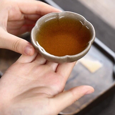 Taza de té de arcilla Yixing Zisha hecha a mano marcada maestra personal taza de té de kungfu 2 piezas Foto 1 de 4